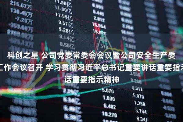科创之星 公司党委常委会会议暨公司安全生产委员会工作会议召开 学习贯彻习近平总书记重要讲话重要指示精神